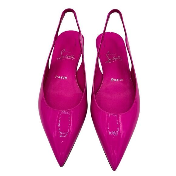 NEW Christian Louboutin Hot Chickita Sling Patent Leather Ballet Flats Pink 7.5 - Picture 4 of 15